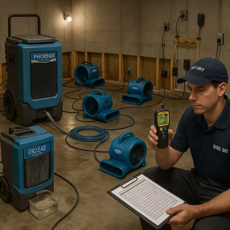 Structural Drying and Dehumidification process in Kent Acres, DE